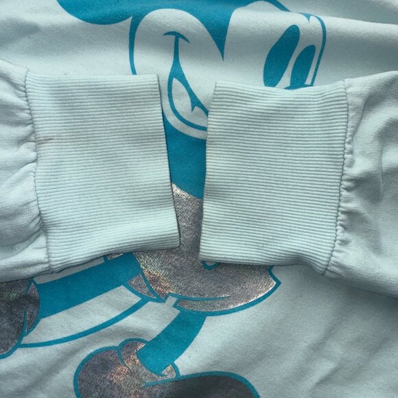 Disneyland Mickey Mouse Pullover Sweatshirt Size S Light Blue Metallic Details - Picture 6 of 7